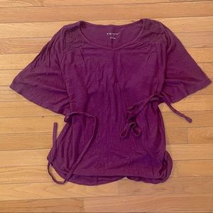 Pretty Liz Lange for target magenta short sleeve maternity top w/ string ties XS